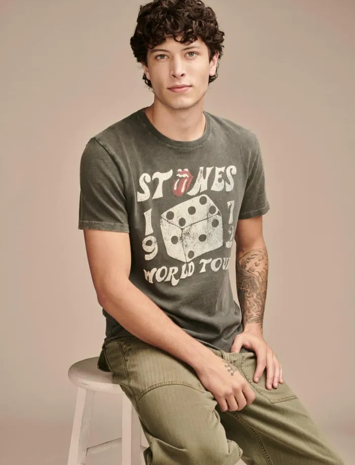 Lucky Brand Graphic Tees Men Rolling Stones Dice Raven