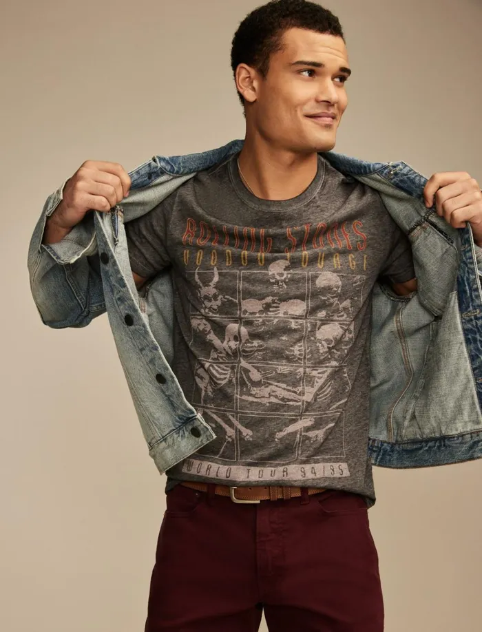 Lucky Brand Graphic Tees Men Rolling Stones Voodoo Lounge 001 Black