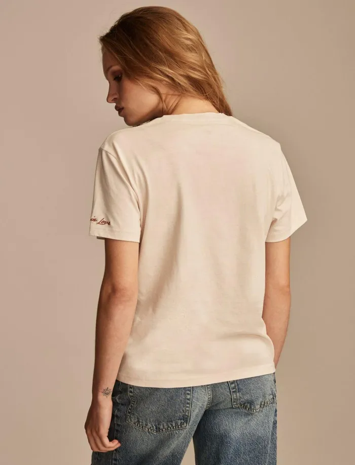 Lucky Brand Graphic Tees Women Lucky In Love Boyfriend Tee Soft Pink