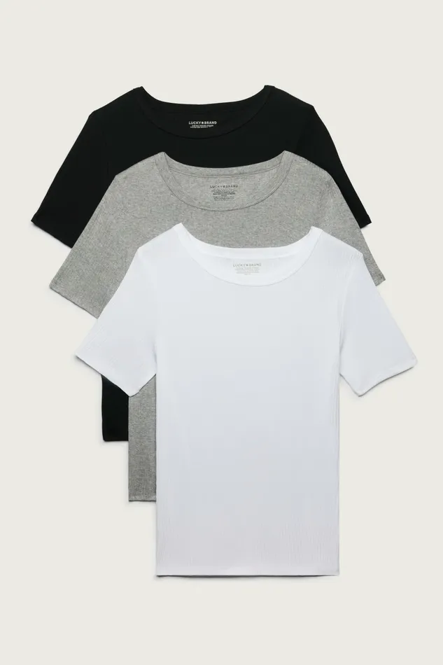 Lucky Brand Intimates and Sleepwear Women 3 Pack Modal Cotton Crew Tee White