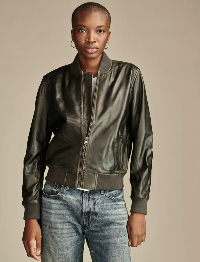 Lucky Brand Jackets and Outerwear Women Liana Leather Bomber 001 Black