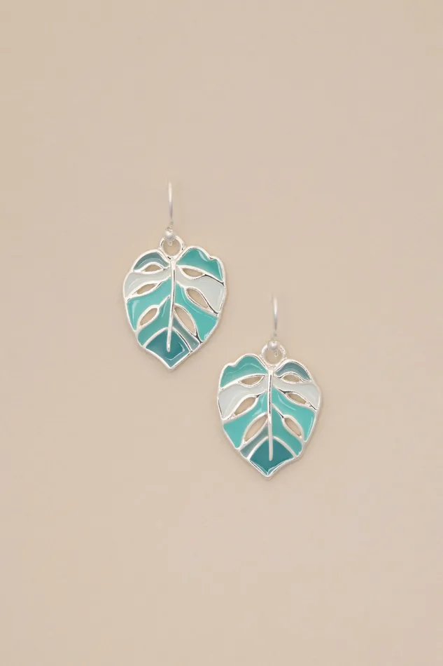 Lucky Brand Jewelry Women Small Monstera Earrings Silver