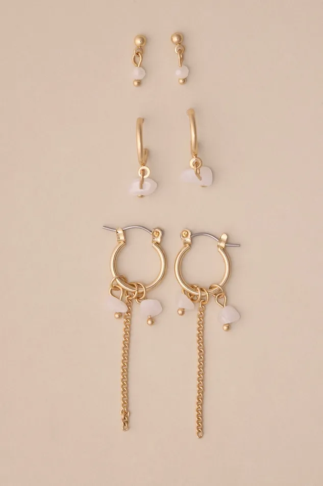 Lucky Brand Jewelry Women Stone Earring Set Gold