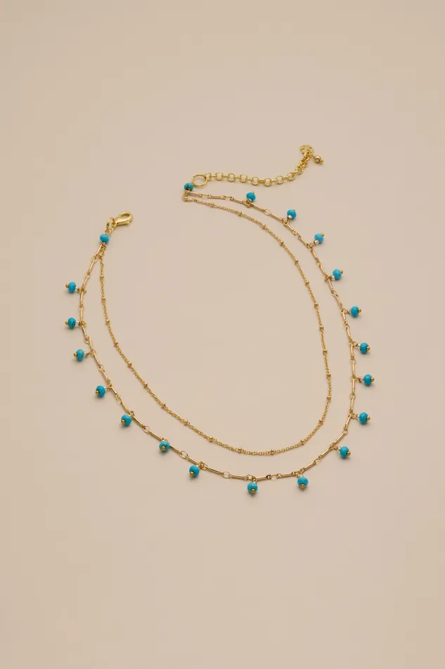 Lucky Brand Jewelry Women Turq Layered Necklace Gold