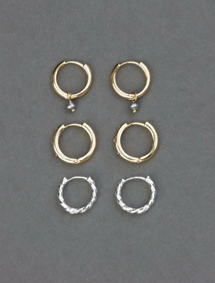 Lucky Brand Jewelry Women Two Tone Huggie Hoop Set Two Tone