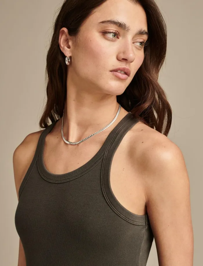 Lucky Brand Knit Tops Women Ribbed Essential Tank Raven