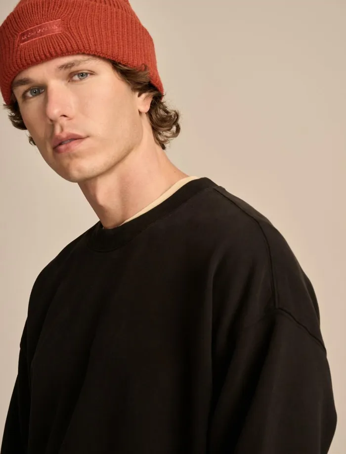 Lucky Brand Shirts and Tops Men Relaxed Fleece Crew Jet Black