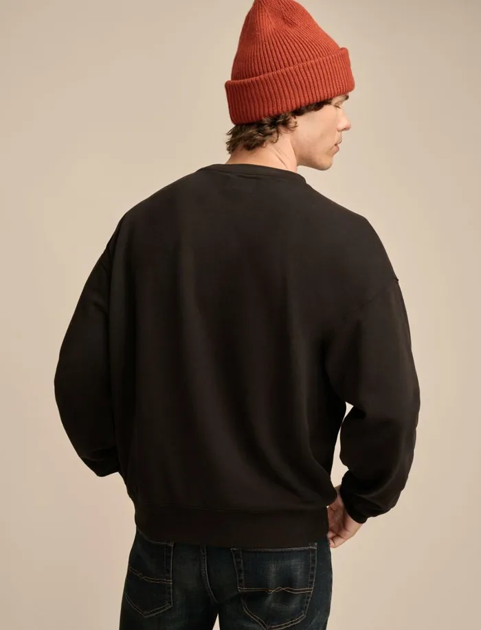 Lucky Brand Shirts and Tops Men Relaxed Fleece Crew Jet Black