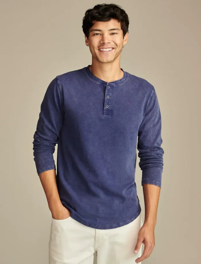 Lucky Brand Shirts and Tops Men Weekend Slub Jersey Long Sleeve Henley Beacon Blue