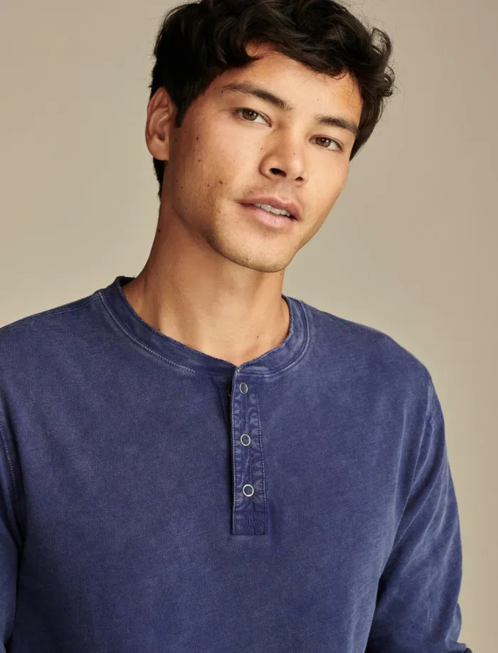 Lucky Brand Shirts and Tops Men Weekend Slub Jersey Long Sleeve Henley Beacon Blue