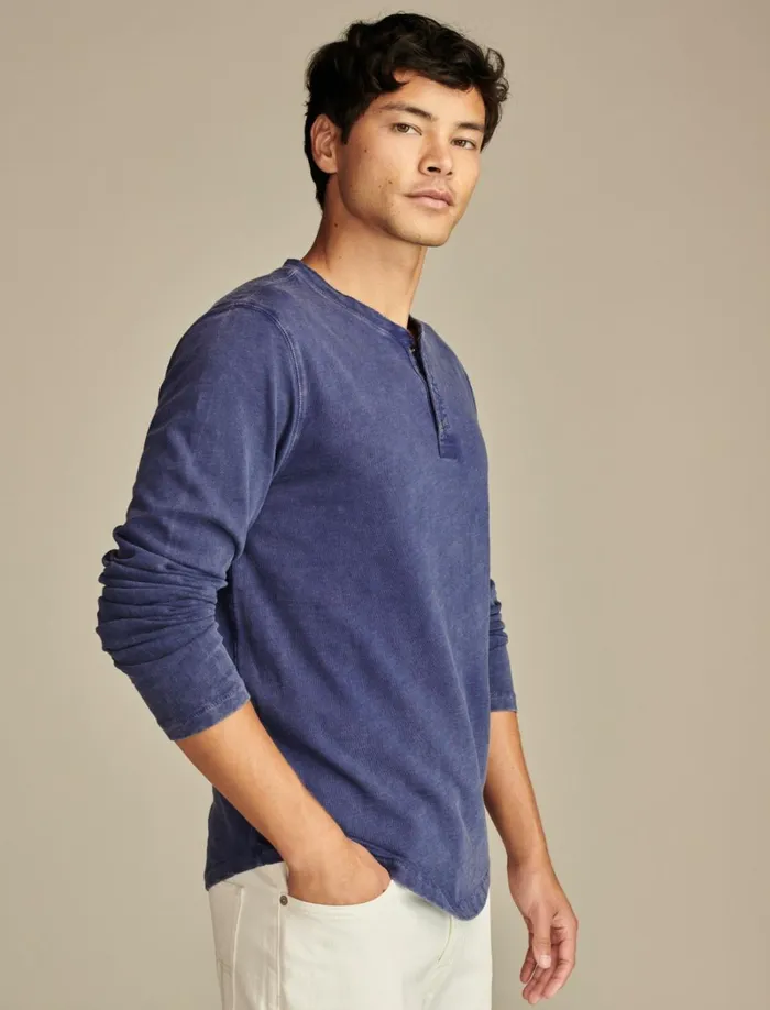 Lucky Brand Shirts and Tops Men Weekend Slub Jersey Long Sleeve Henley Beacon Blue