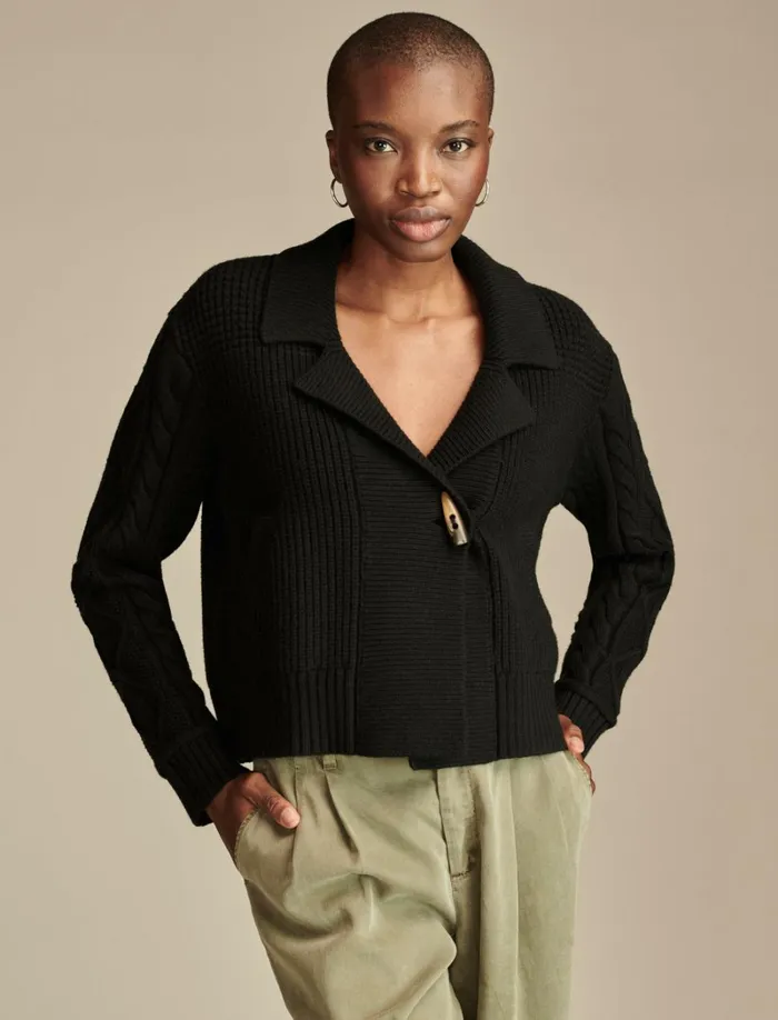 Lucky Brand Sweaters and Sweatshirts Women Mixed Yarn Sweater Dark Black
