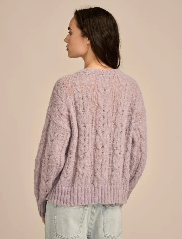 Lucky Brand Sweaters and Sweatshirts Women Mohair Cable Pullover Sweater Minimal Gray