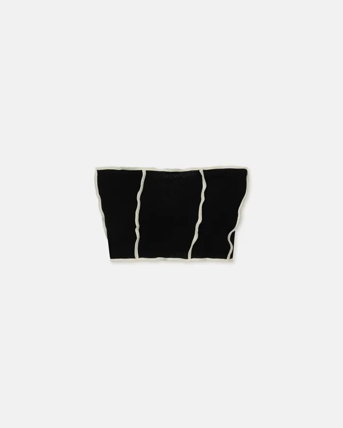 Luisa Patchwork MeshJersey Tube Top BlackWhite Wax Women Nanushka Tops