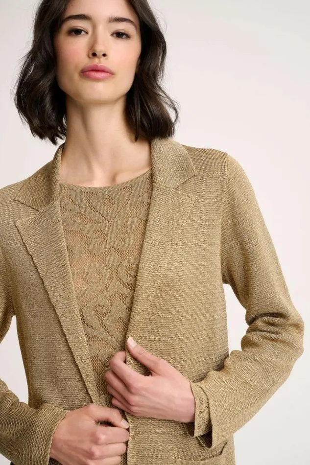 Luisa Spagnoli Cardigan Zeppola 8211 Lurex Cardigan Yellow 8211 Women Luisa Spagnoli Cardigan Zeppola 8211 Lurex Cardigan Yellow 8211 Women