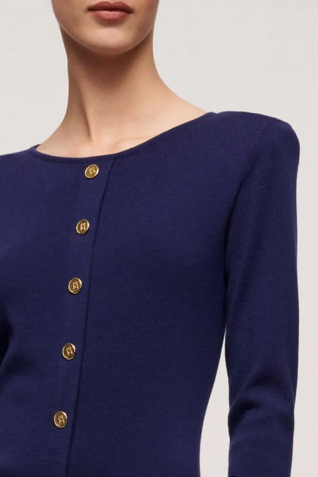 Luisa Spagnoli Dresses and Jumpsuits Menestrello 8211 Wool Dress Blue Purplish 8211 Women Luisa Spagnoli Dresses and Jumpsuits Menestrello 8211 Wool Dress Blue Purplish 8211 Women