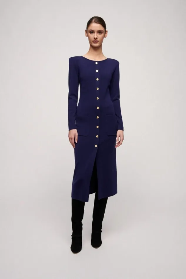 Luisa Spagnoli Dresses and Jumpsuits Menestrello 8211 Wool Dress Blue Purplish 8211 Women Luisa Spagnoli Dresses and Jumpsuits Menestrello 8211 Wool Dress Blue Purplish 8211 Women