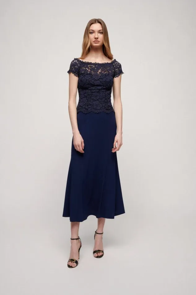 Luisa Spagnoli Formal Dresses Graffetta 8211 Elegant Dress Blue 8211 Women
