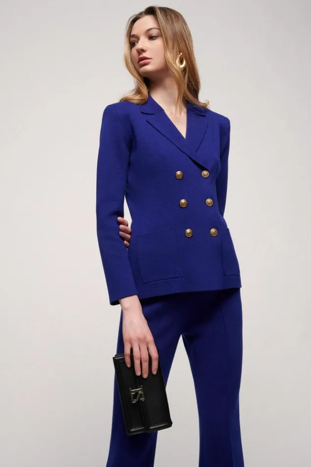 Luisa Spagnoli Jackets and Blazers Metallo 8211 Wool Jacket Bluette 8211 Women Luisa Spagnoli Jackets and Blazers Metallo 8211 Wool Jacket Bluette 8211 Women