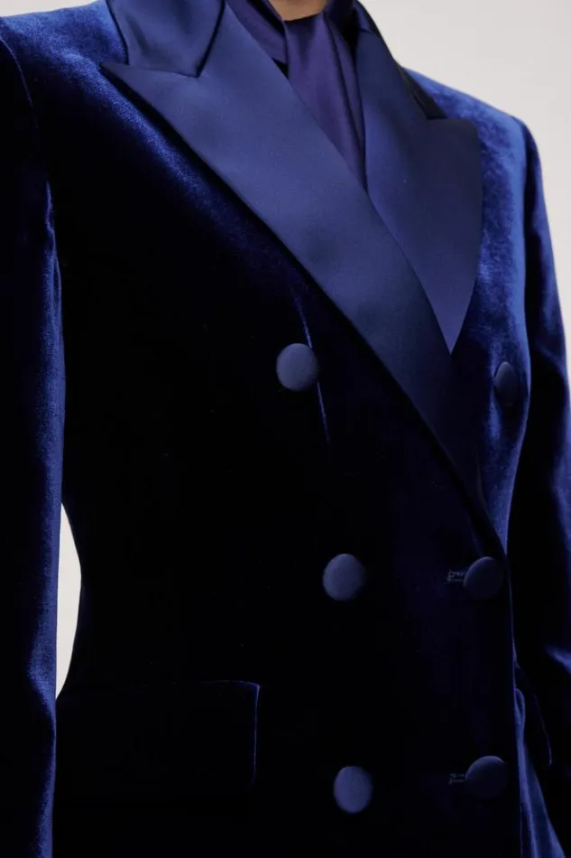 Luisa Spagnoli Jackets and Blazers Sace 8211 DoubleBreasted Jacket Bluette 8211 Women Luisa Spagnoli Jackets and Blazers Sace 8211 DoubleBreasted Jacket Bluette 8211 Women