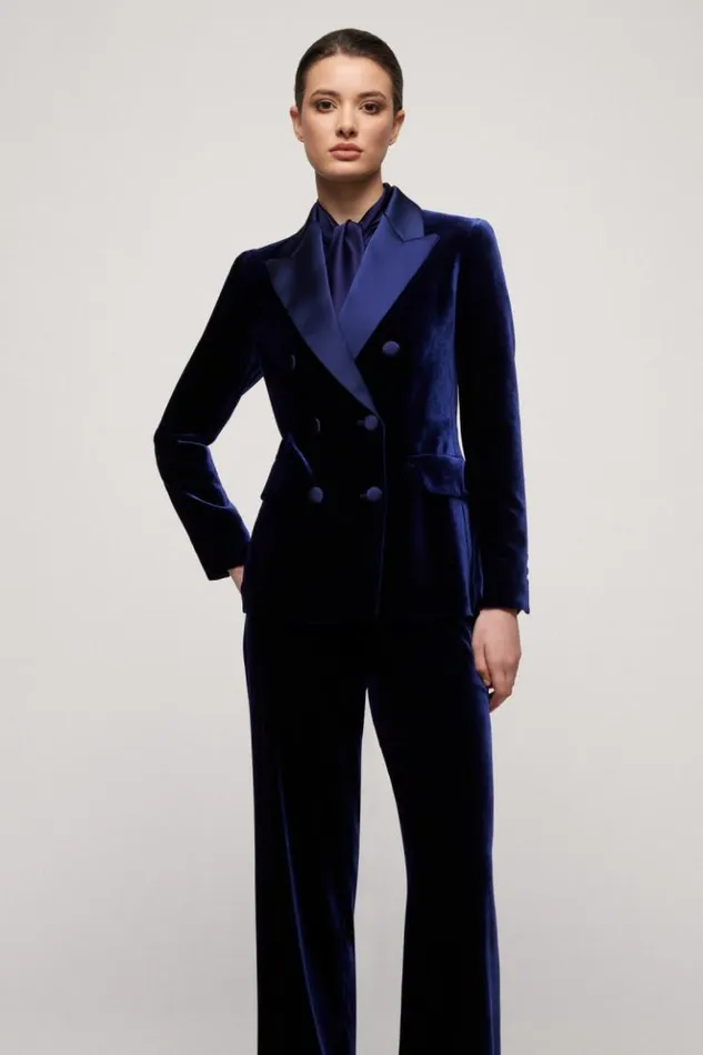 Luisa Spagnoli Jackets and Blazers Sace 8211 DoubleBreasted Jacket Bluette 8211 Women Luisa Spagnoli Jackets and Blazers Sace 8211 DoubleBreasted Jacket Bluette 8211 Women