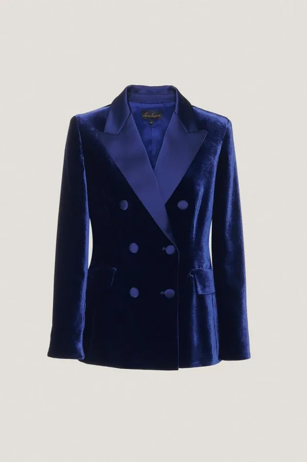 Luisa Spagnoli Jackets and Blazers Sace 8211 DoubleBreasted Jacket Bluette 8211 Women Luisa Spagnoli Jackets and Blazers Sace 8211 DoubleBreasted Jacket Bluette 8211 Women