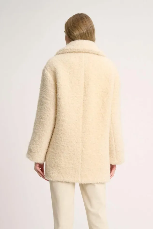 Luisa Spagnoli Outerwear Sociale 8211 Teddy Pea Coat Cream 8211 Women Luisa Spagnoli Outerwear Sociale 8211 Teddy Pea Coat Cream 8211 Women