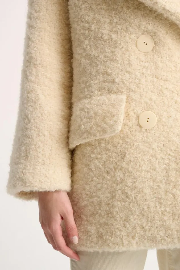 Luisa Spagnoli Outerwear Sociale 8211 Teddy Pea Coat Cream 8211 Women Luisa Spagnoli Outerwear Sociale 8211 Teddy Pea Coat Cream 8211 Women