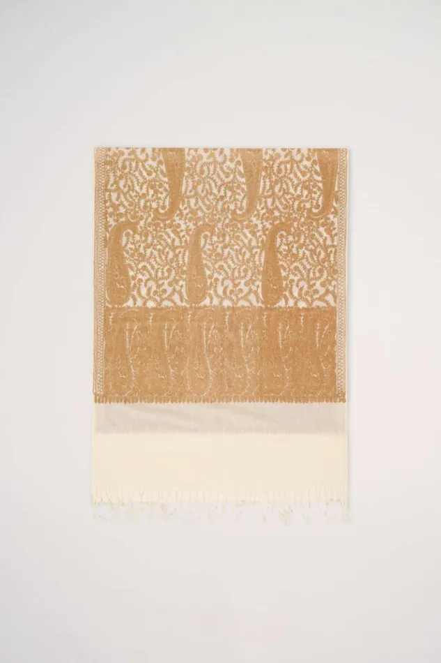 Luisa Spagnoli Scarves And Foulards Radicchio 8211 Jacquard Stole Design Cream 8211 Women