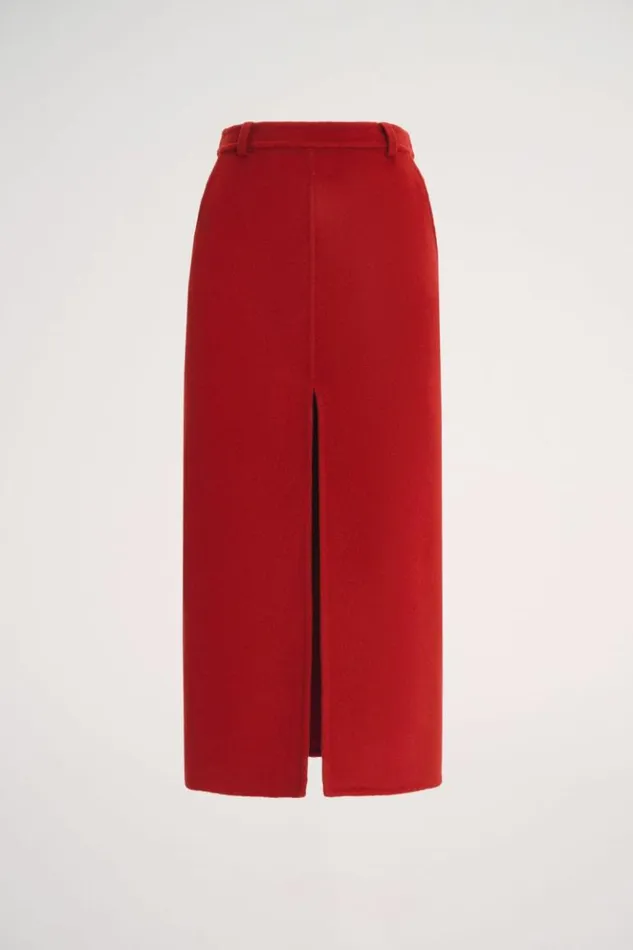 Luisa Spagnoli Skirts And Shorts Fattura 8211 Blended Wool Skirt 8211 Fashion Show Red 8211 Women Luisa Spagnoli Skirts And Shorts Fattura 8211 Blended Wool Skirt 8211 Fashion Show Red 8211 Women