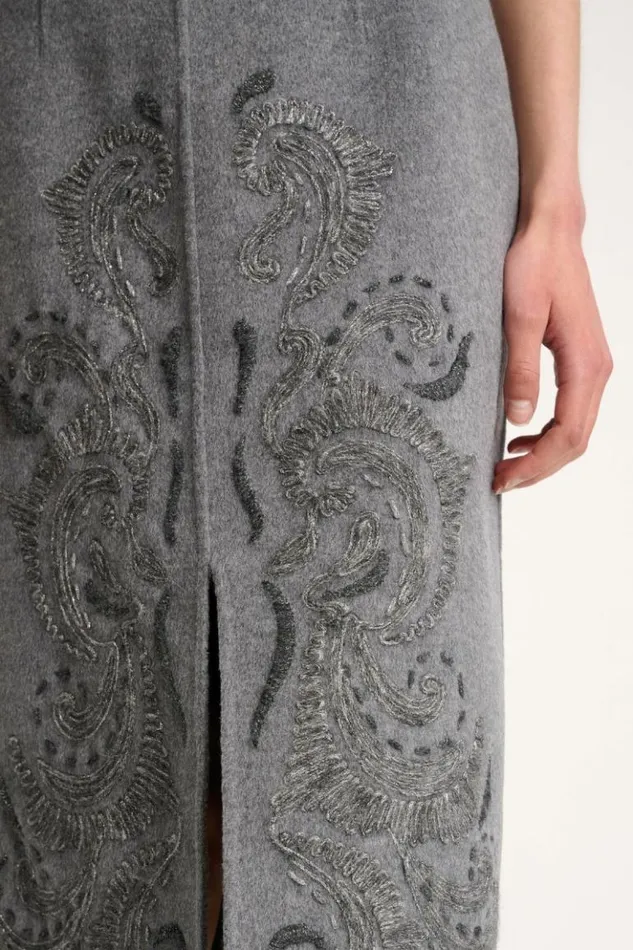 Luisa Spagnoli Skirts And Shorts Furia 8211 Embroidered Skirt Grey Melange 8211 Women