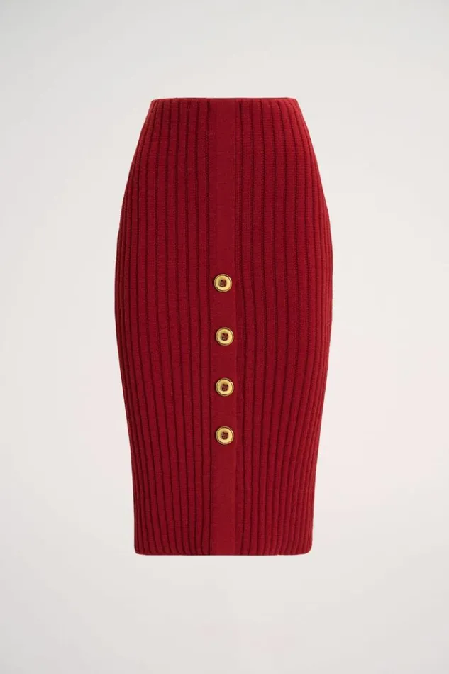 Luisa Spagnoli Skirts And Shorts Medi 8211 Skirt With Buttons 8211 Fashion Show Red 8211 Women Luisa Spagnoli Skirts And Shorts Medi 8211 Skirt With Buttons 8211 Fashion Show Red 8211 Women