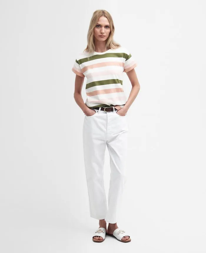 Lyndale TShirt Soft Apricot Stripe Women Barbour TShirts