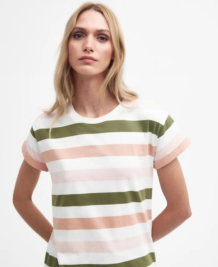 Lyndale TShirt Soft Apricot Stripe Women Barbour TShirts