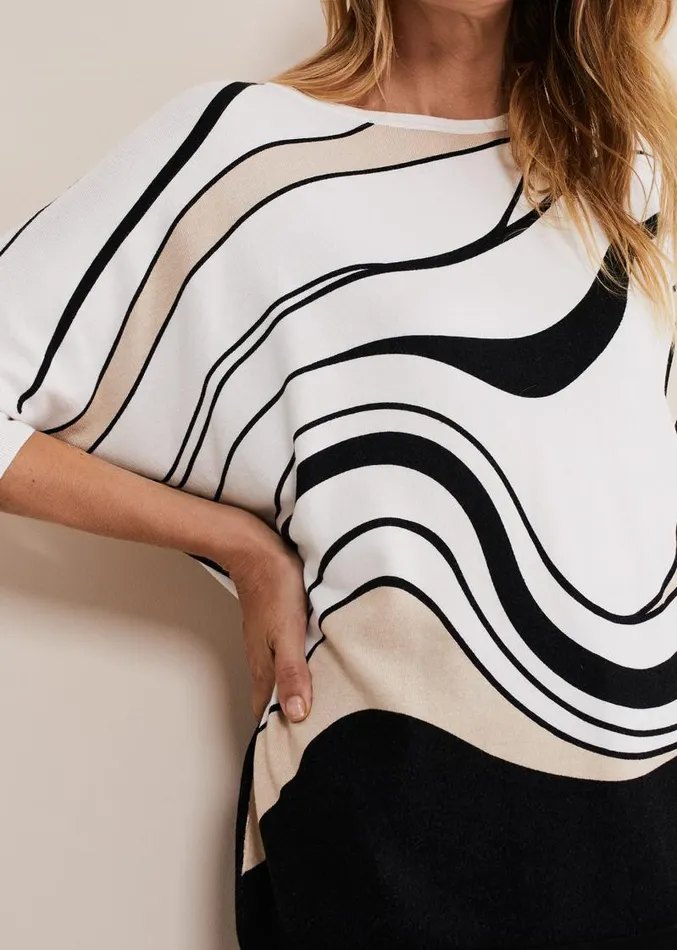 Macie Contour Longline Print Knit Ivory Multi Women Phase Eight Knitwear