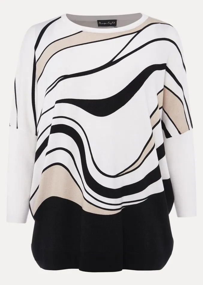 Macie Contour Longline Print Knit Ivory Multi Women Phase Eight Knitwear