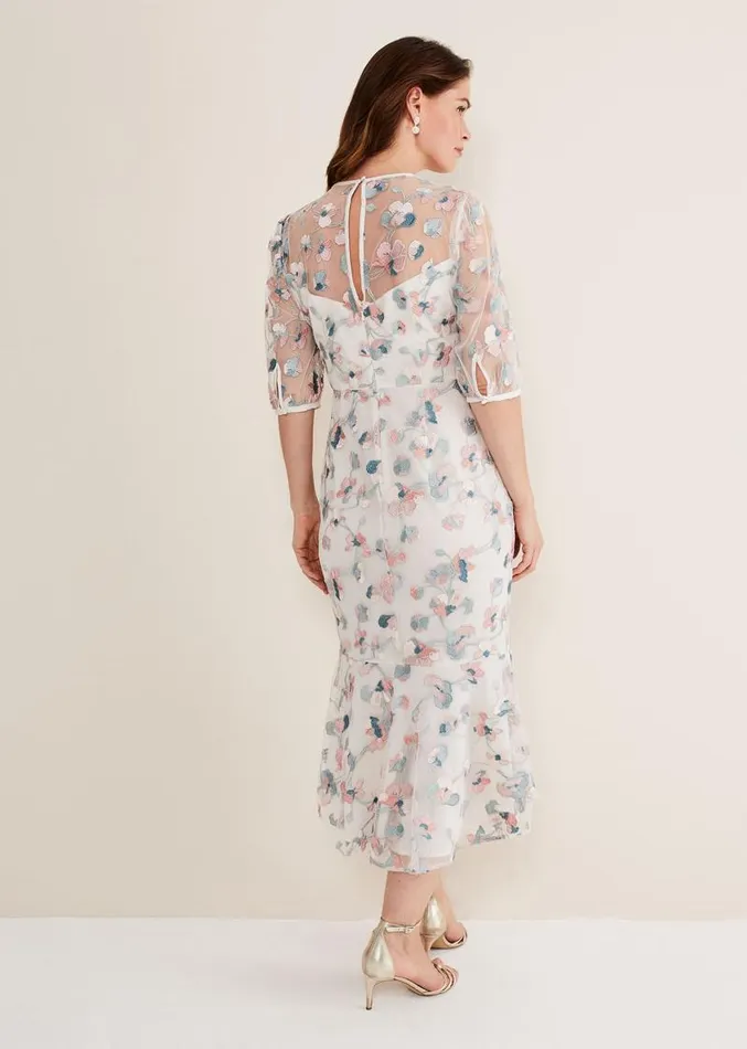 Maia Floral Embroidered Midi Dress Pale Petal Multi Women Phase Eight Dresses Maia Floral Embroidered Midi Dress Pale Petal Multi Women Phase Eight Dresses