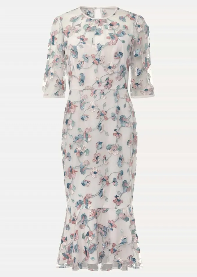 Maia Floral Embroidered Midi Dress Pale Petal Multi Women Phase Eight Dresses Maia Floral Embroidered Midi Dress Pale Petal Multi Women Phase Eight Dresses
