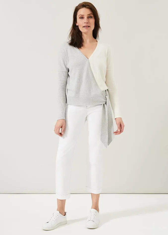 Maliah Colourblock Knit Top Greyivory Women Phase Eight Knitwear