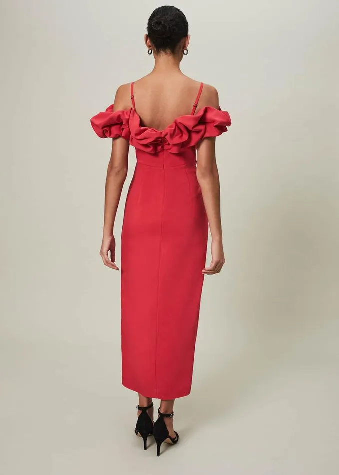 Mallory Off The Shoulder Midaxi Dress Raspberry Women Phase Eight Dresses
