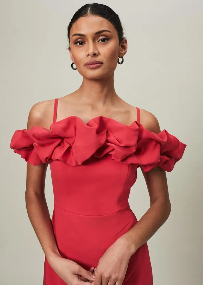 Mallory Off The Shoulder Midaxi Dress Raspberry Women Phase Eight Dresses