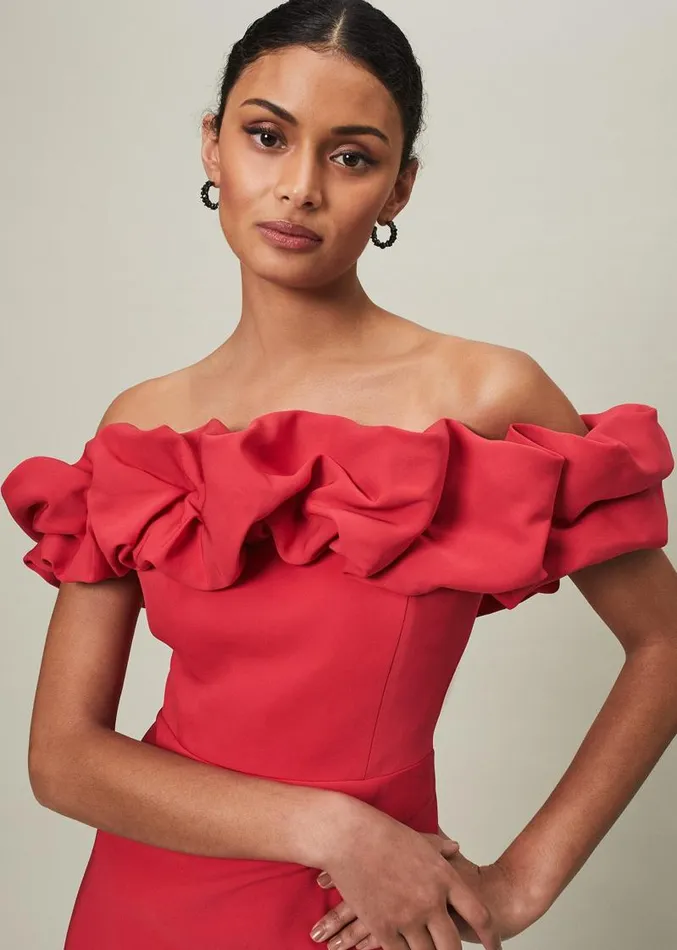Mallory Off The Shoulder Midaxi Dress Raspberry Women Phase Eight Dresses
