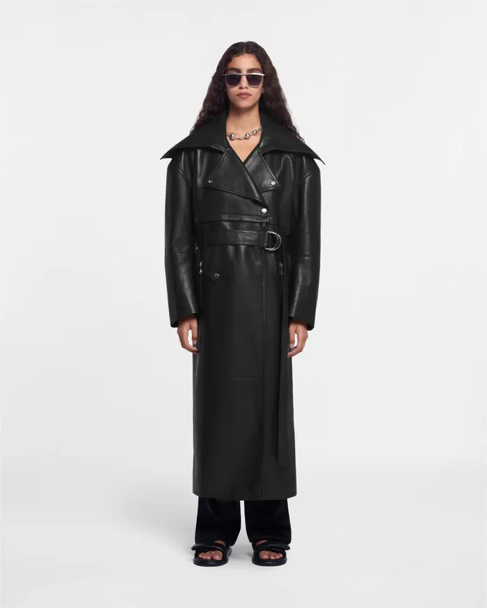 Mariella Regenerated Leather Biker Coat Black Women Nanushka Outerwear