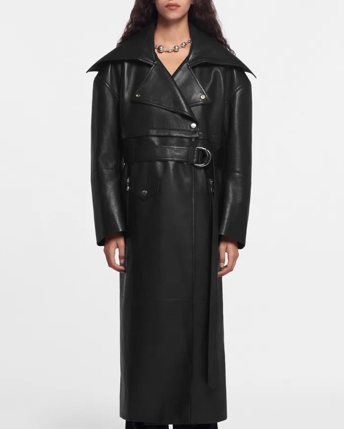 Mariella Regenerated Leather Biker Coat Black Women Nanushka Outerwear