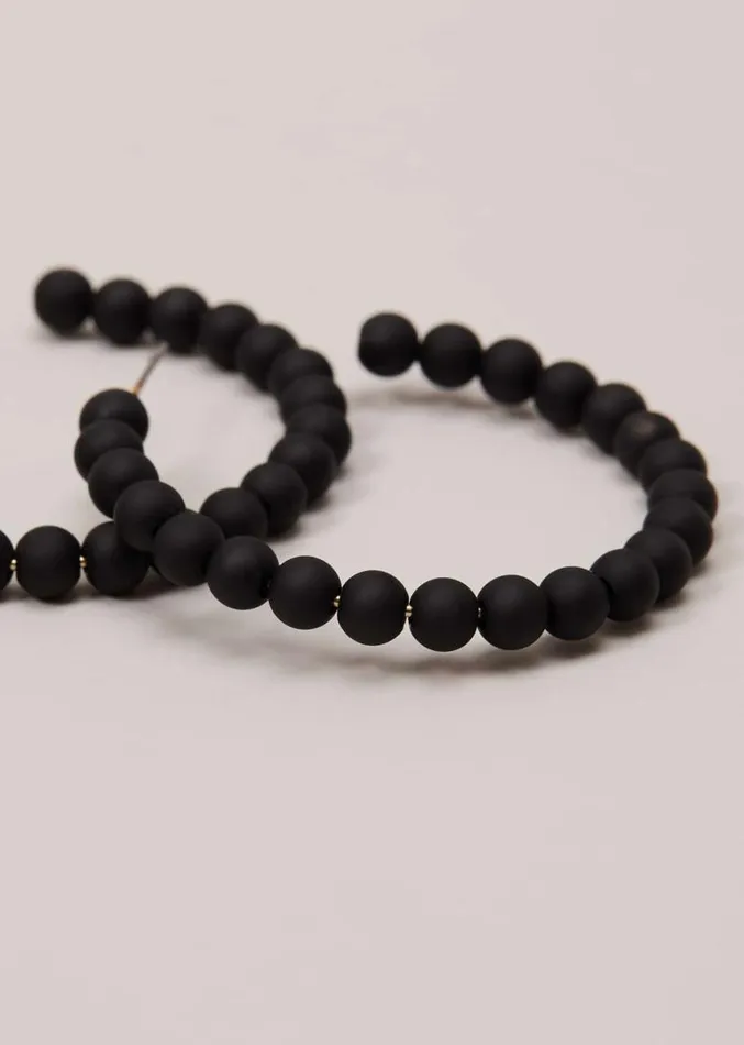 Matte Bead Hoop Earrings Black Women Phase Eight Jewellery