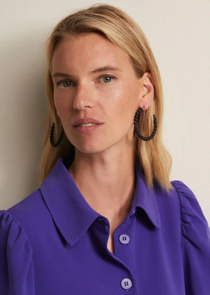 Matte Bead Hoop Earrings Black Women Phase Eight Jewellery