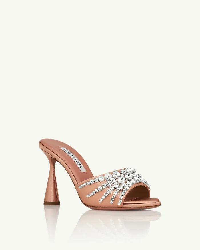 Max Crystal Mule 95 Beige Women Aquazzura Sandals