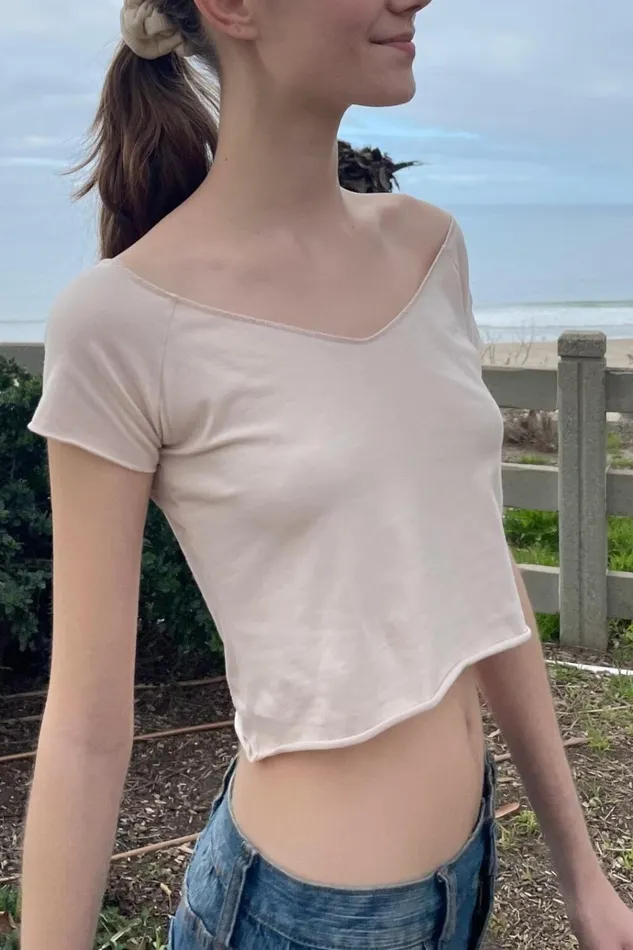 Mayson VNeck Top Pink Women Brandy Melville Tops