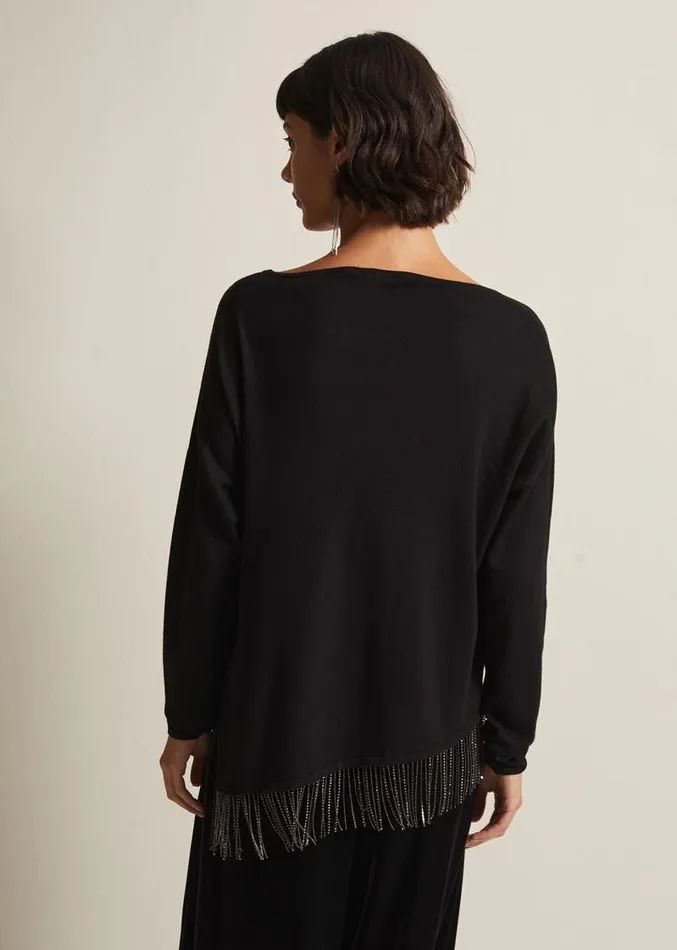 Mellia Fine Knit Diamante Top Black Women Phase Eight Knitwear