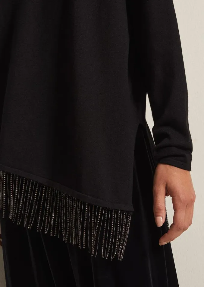 Mellia Fine Knit Diamante Top Black Women Phase Eight Knitwear